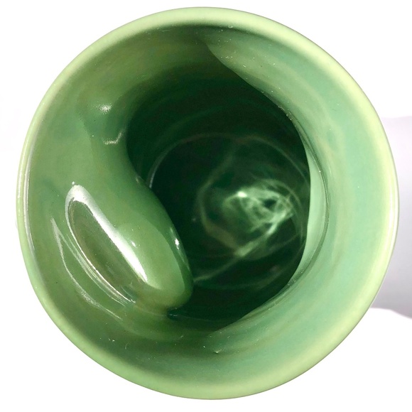 Left Handed Mug Neher Signed Pottery Green Blue Drip Glossy Glaze 2017 Tall Cup - Picture 14 of 15